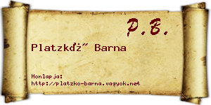Platzkó Barna névjegykártya